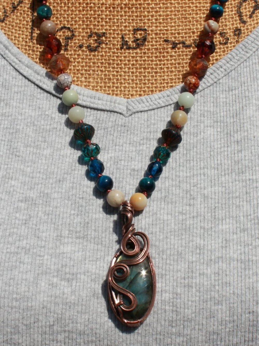 Natural Gemstone Beaded Necklace with Labradorite